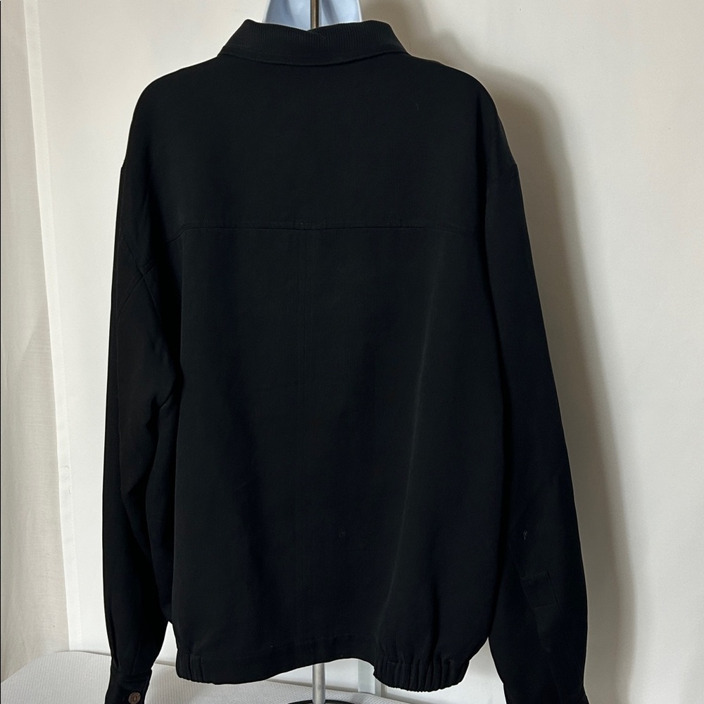 Tommy Bahama Men’s Large Solid Black Silk Cotton Blend Zip Front Jacket - Picture 4 of 6